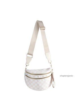 Spacious Checkered Nylon Crossbody Bag Bum Bag Handbags for Women